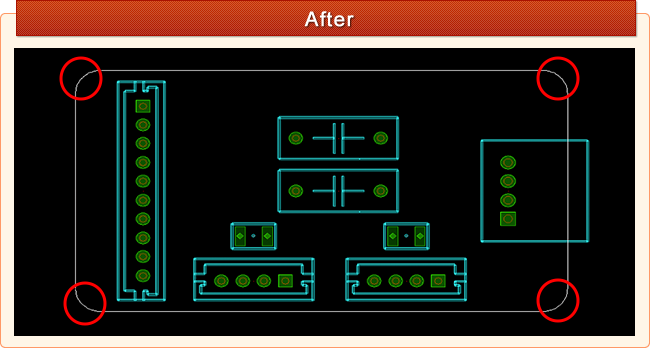 基板のコーナーにＲをつけた後